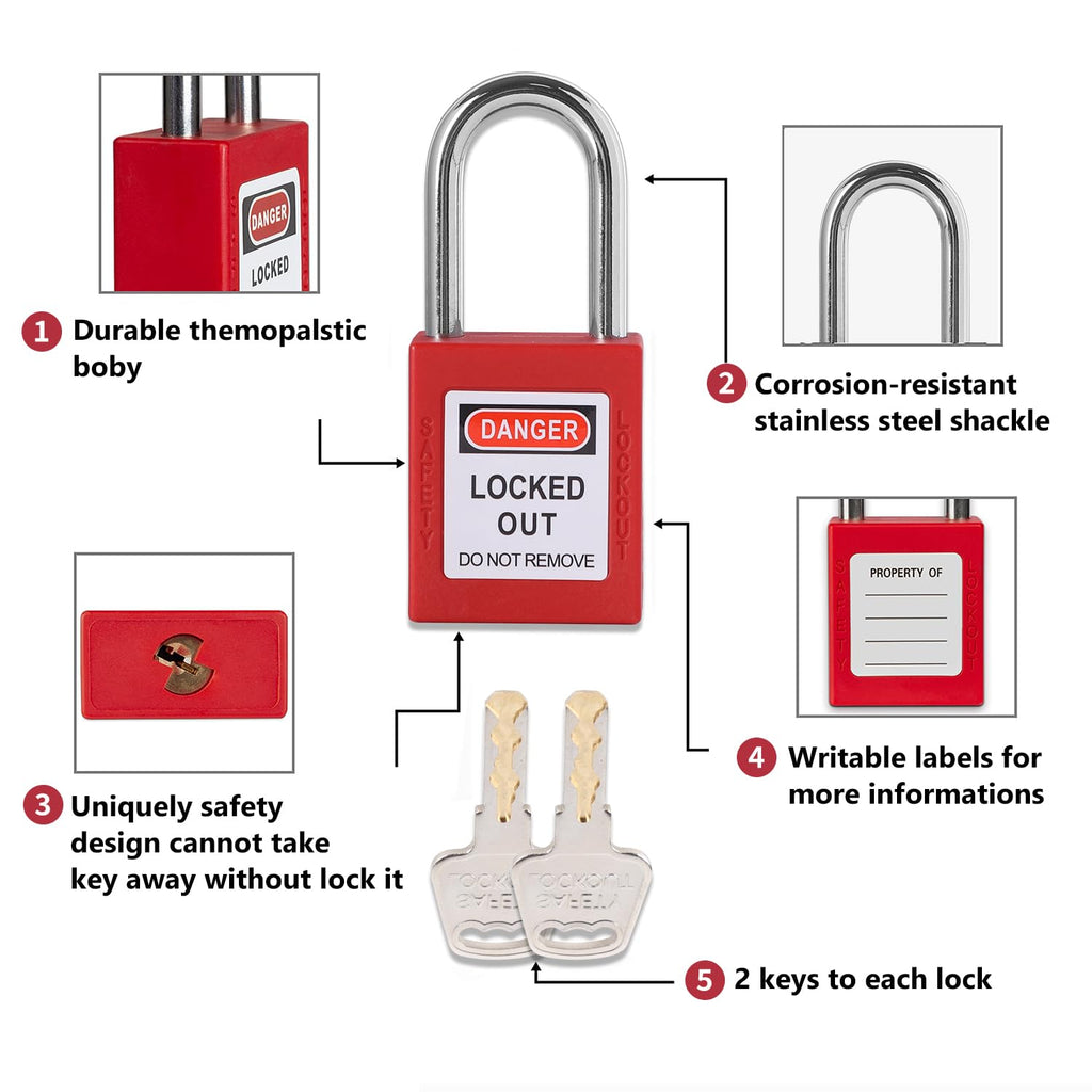Multi-Functional Lockout Tagout Kit 70+ Pcs - Safety Padlock, Hasp, Ball/Gate Valve, Circuit Breaker, Plug & Loto Tags
