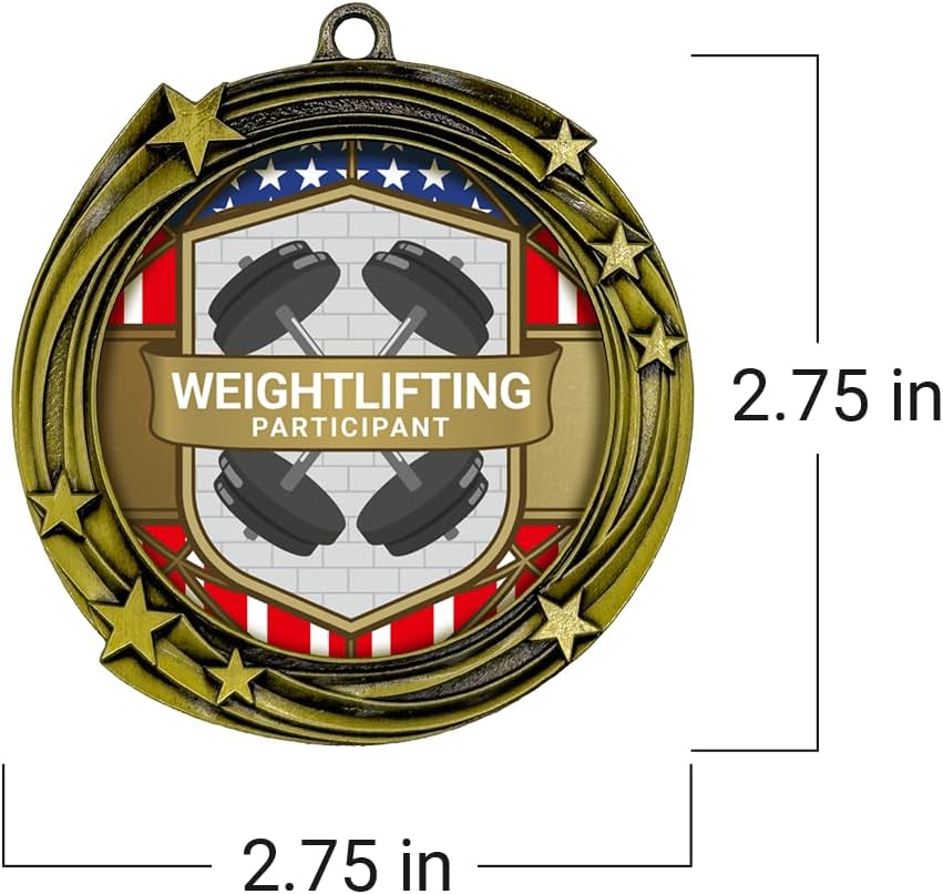 All Quality Stars Design Weightlifting Medal | Competition Metal Medal - 1st, 2nd, 3rd Place
