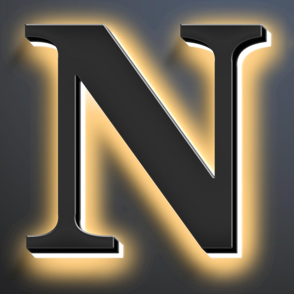 Backlit Illuminated LED Home Address Numbers 18 Inch, Modern Lighted Up Address Signs Make A Statement, Large Stainlesss Steels House Numbers With LED Lights,N