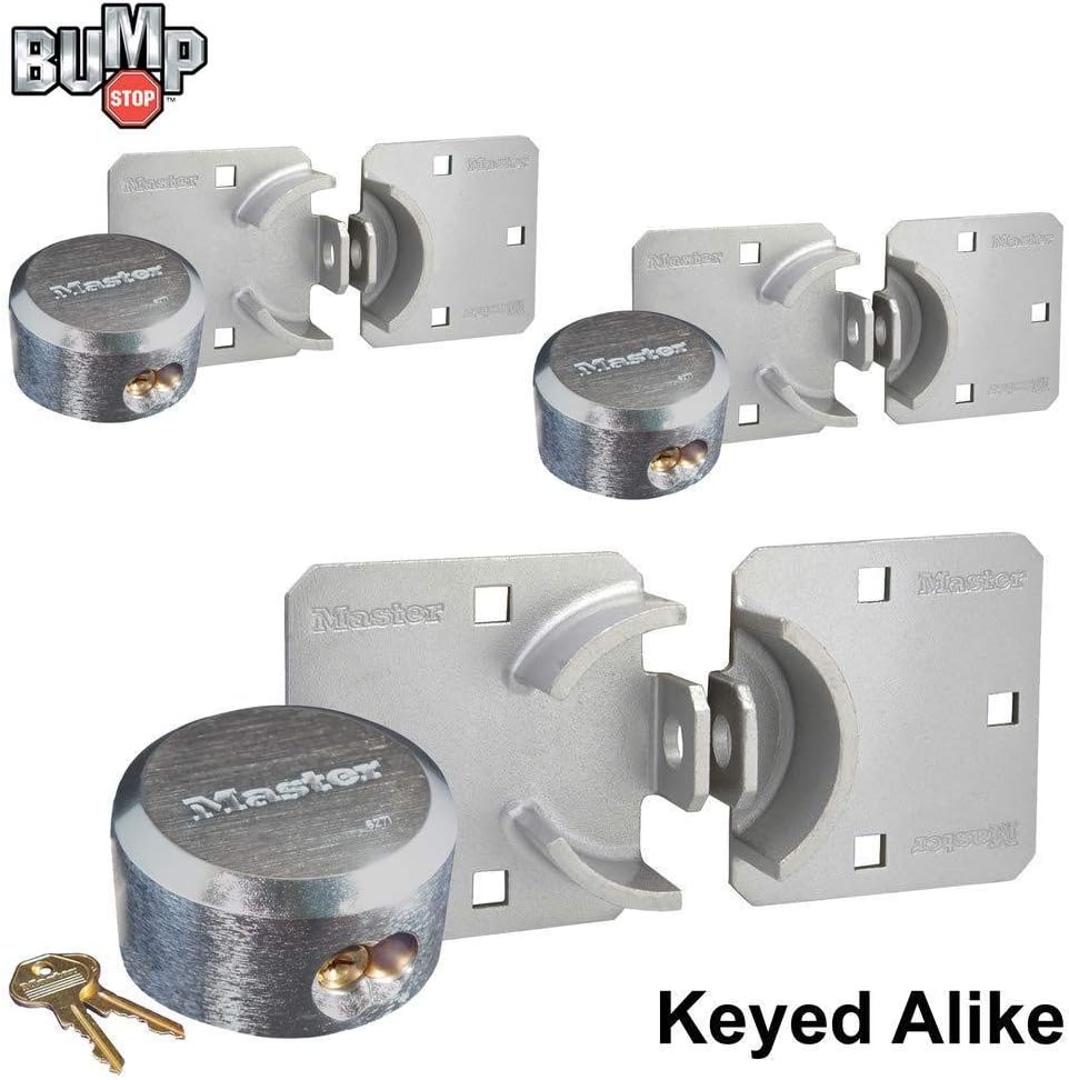 Master Lock - Hasp/Hidden Shackle (3) Keyed Alike Padlocks w/ 6 Keys, 770-6271NKA-3 w/BumpStop Technology