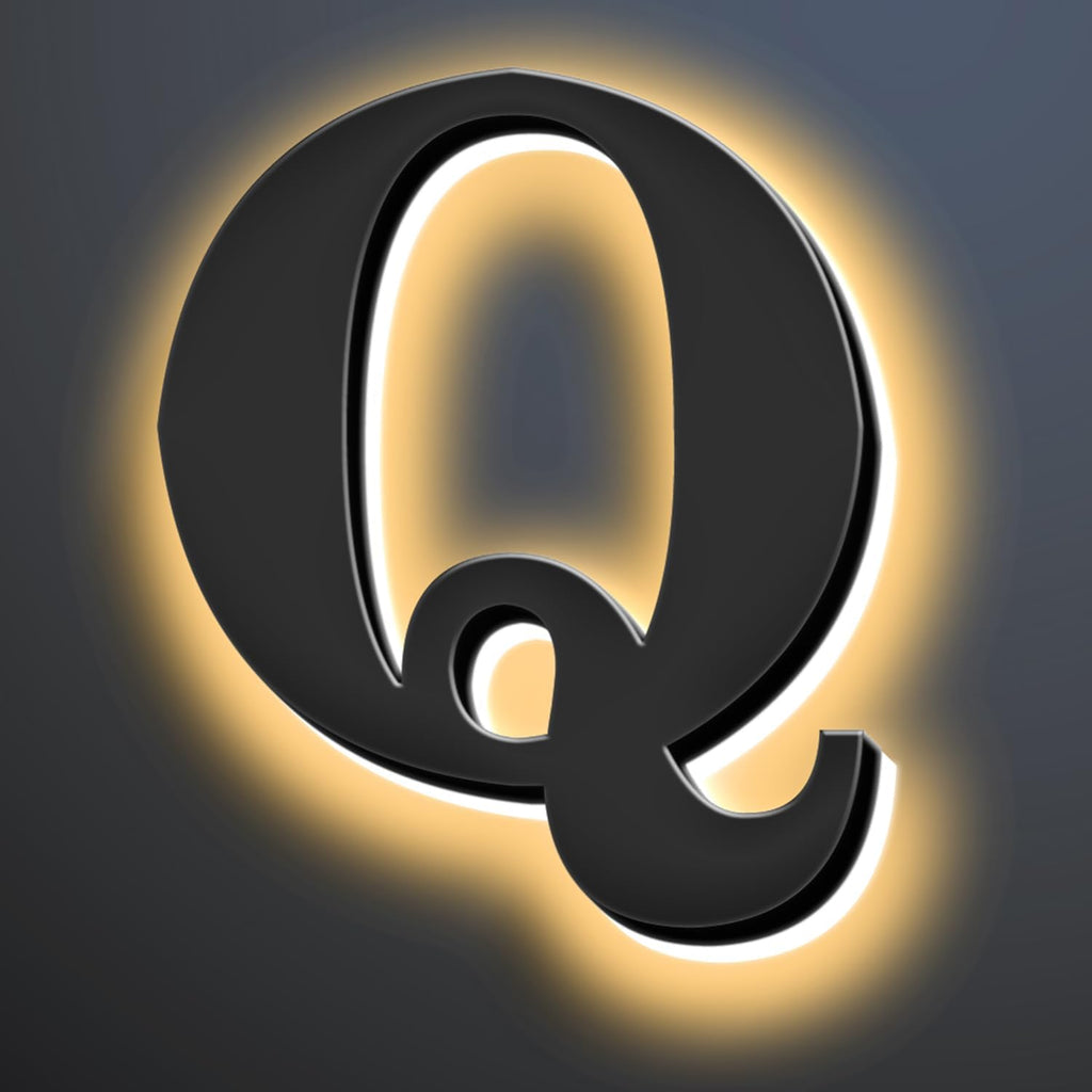 Backlit Illuminated LED Home Address Numbers 18 Inch, Modern Lighted Up Address Signs Make A Statement, Large Stainlesss Steels House Numbers With LED Lights,Q