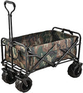 Camouflage Garden Carts,Collapsible Wagon,Sports Outdoor Utility Wagon Garden Wagon Sports Steel Frame Foldable Yard Car Camping Cart BBQ with Side Pockets and Beach Wheel