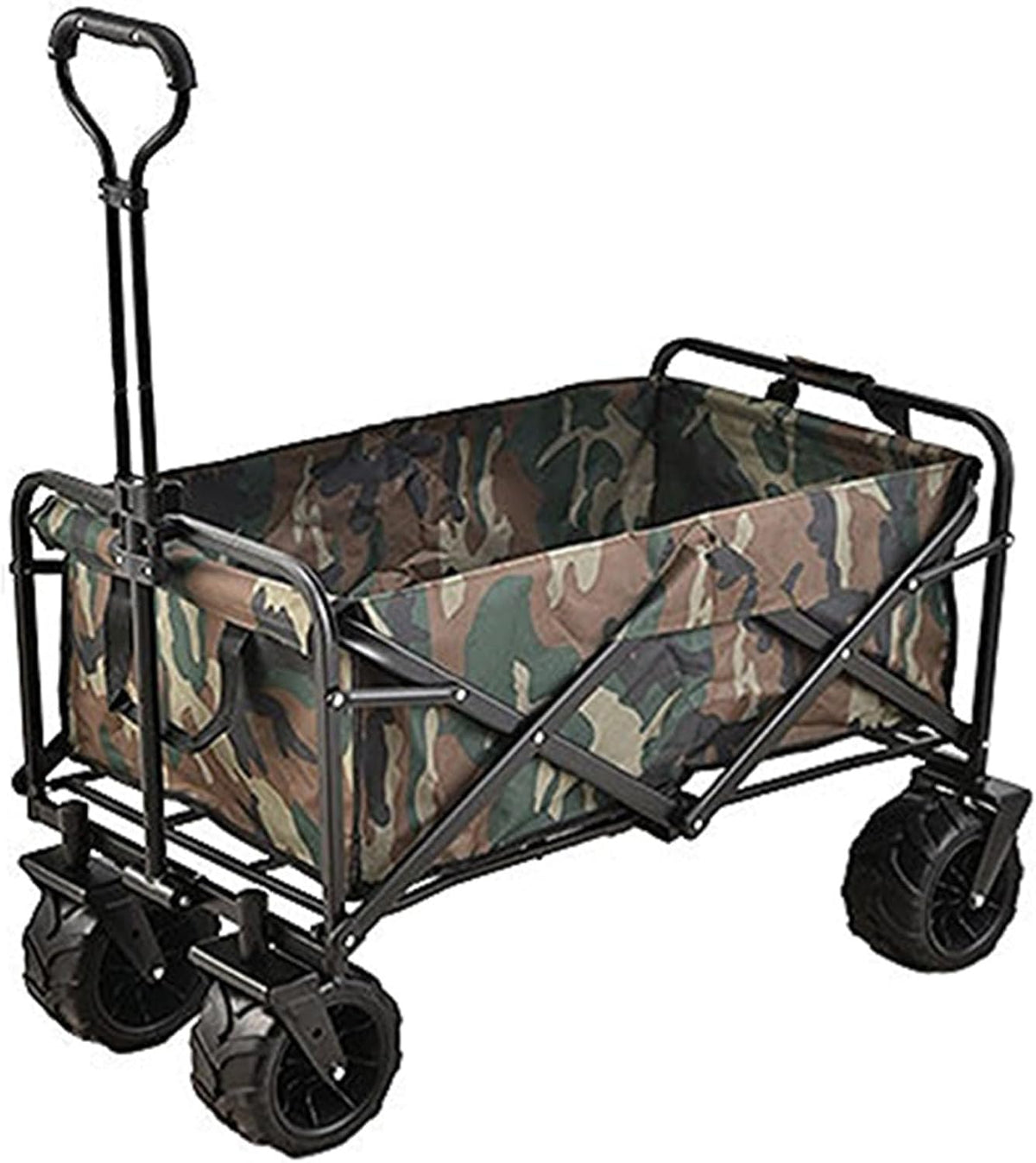 Camouflage Garden Carts,Collapsible Wagon,Sports Outdoor Utility Wagon Garden Wagon Sports Steel Frame Foldable Yard Car Camping Cart BBQ with Side Pockets and Beach Wheel