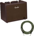 Fender Acoustic Junior Guitar Amplifier Bundle with Fender Joe Strummer Instrument Cable, (13ft) Straight/Straight, Drab Green