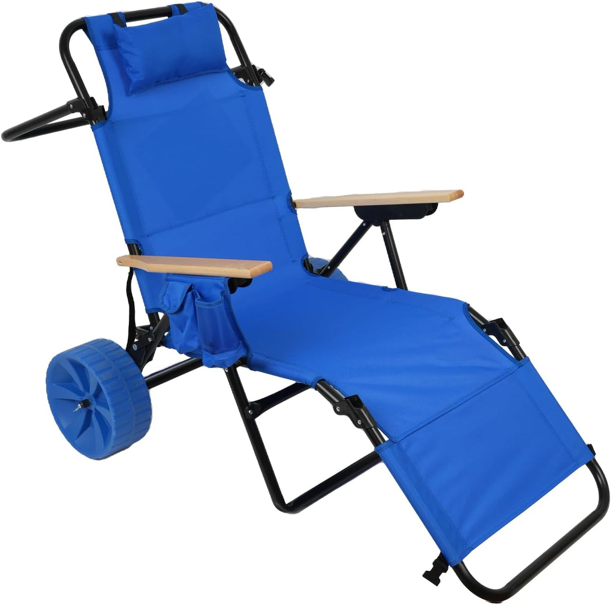 Beach Cart Chairs with Wheels 2 in 1 Foldable Beach Lounge Chair with Integrated Wagon Pull Cart Perfect for Backyard Pool or Picnic