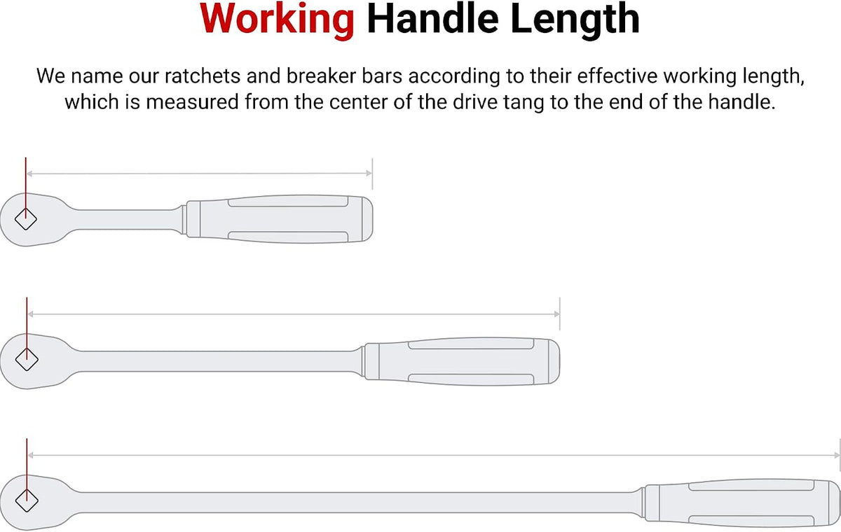 TEKTON 3/8, 1/2 Inch Drive Flex Head Non-Quick-Release Comfort Grip Long Ratchet Set, 2-Piece (12, 14 in.) | SRH99202