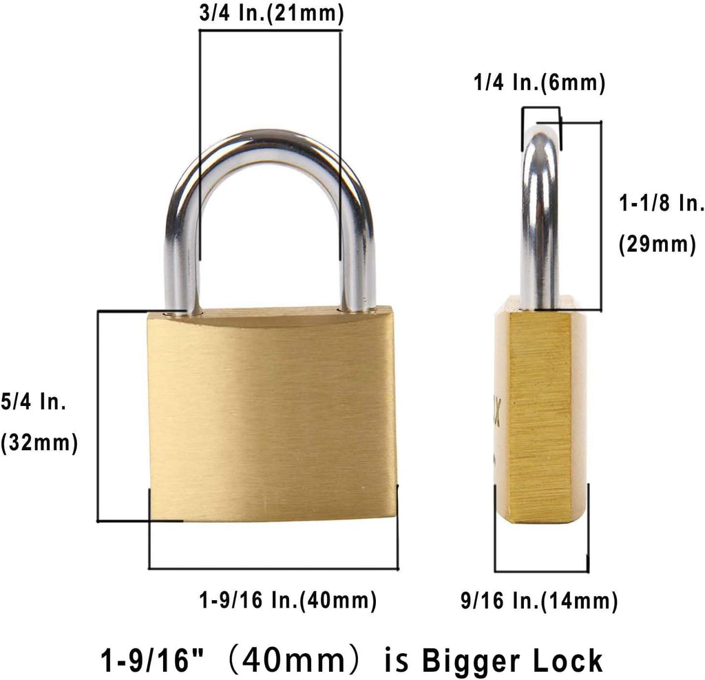 SEPOX® 36 Pcs Pack Solid Brass Padlock with Same Keys 48 Pcs, Heavy Duty & Compact Waterproof Body 40mm 1-9/16',Small Lock & Key with Big Handle, Keyed Alike for School Gym Locker, Hasp, Tool Box