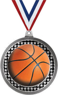 Crown Awards 2.75' Basketball Award Medal, Silver Vega Basketball Team Trophy Award Includes Free Neck Ribbon