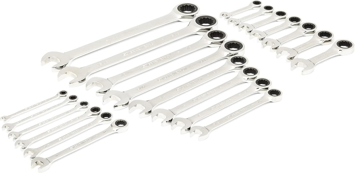 GEARWRENCH 21 Piece 72T SAE Standard & Stubby Ratcheting Wrench Set with EVA Foam Tray - 86526