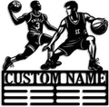 Custom Basketball Medal Holder LED Light, Basketball Player Name Medal Hanger Display, Rack For Tiered Award Ribbon, Metal Sign Gift For Athlete