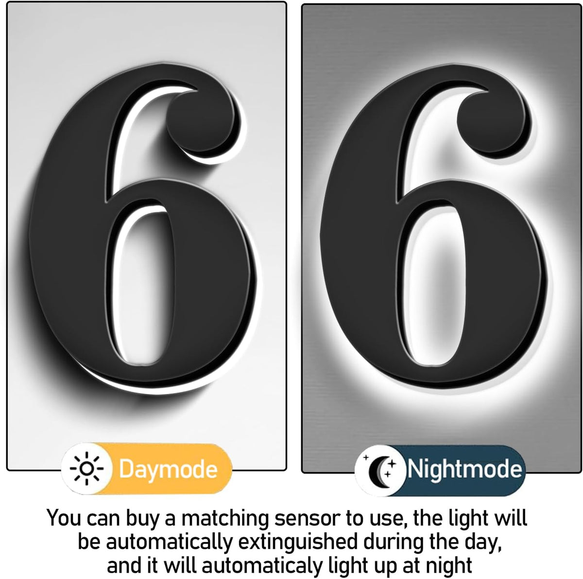 Backlit LED Illuminated House Numbers 20 Inch, Large Modern Lighted Home Address Numbers For Outside, Metal House Numbers With LED Lights, Illuminated Address Signs.