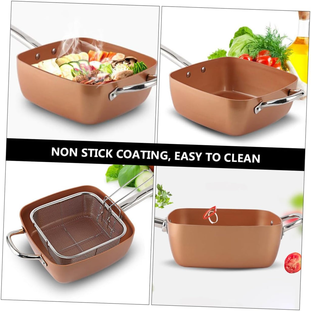 LIFKOME Chef Cookware Set Non Stick Deep Pan Steam Rack Frying Basket Cookware Accessories