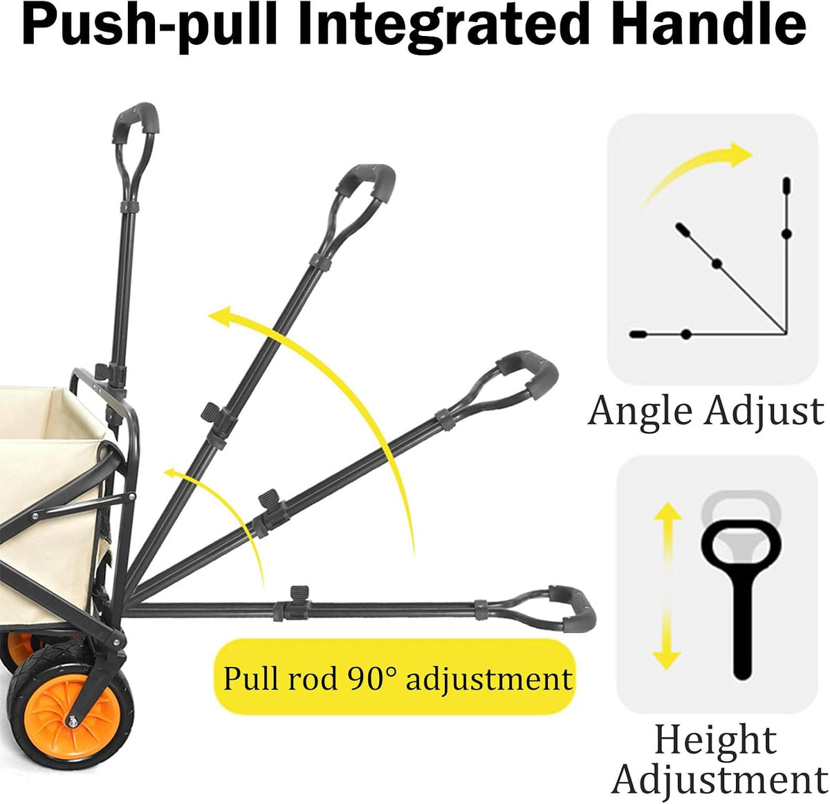Collapsible Wagon Garden Cart,Folding Garden Carts,Beach Wagon Grocery Wagon All-Terrain Wagon Sports Beach Wagon Cart Rubber Wheel Universal Wheel Camping Cart with Folding Panels,(a) beige