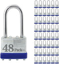 ZonRo Locks Laminated Steel Keyed Padlock, Keyed Alike Locks,1-9/16'(40mm) Wide Body,Long Shackle Padlock, Blue Plastic Hoop, Pack of 48