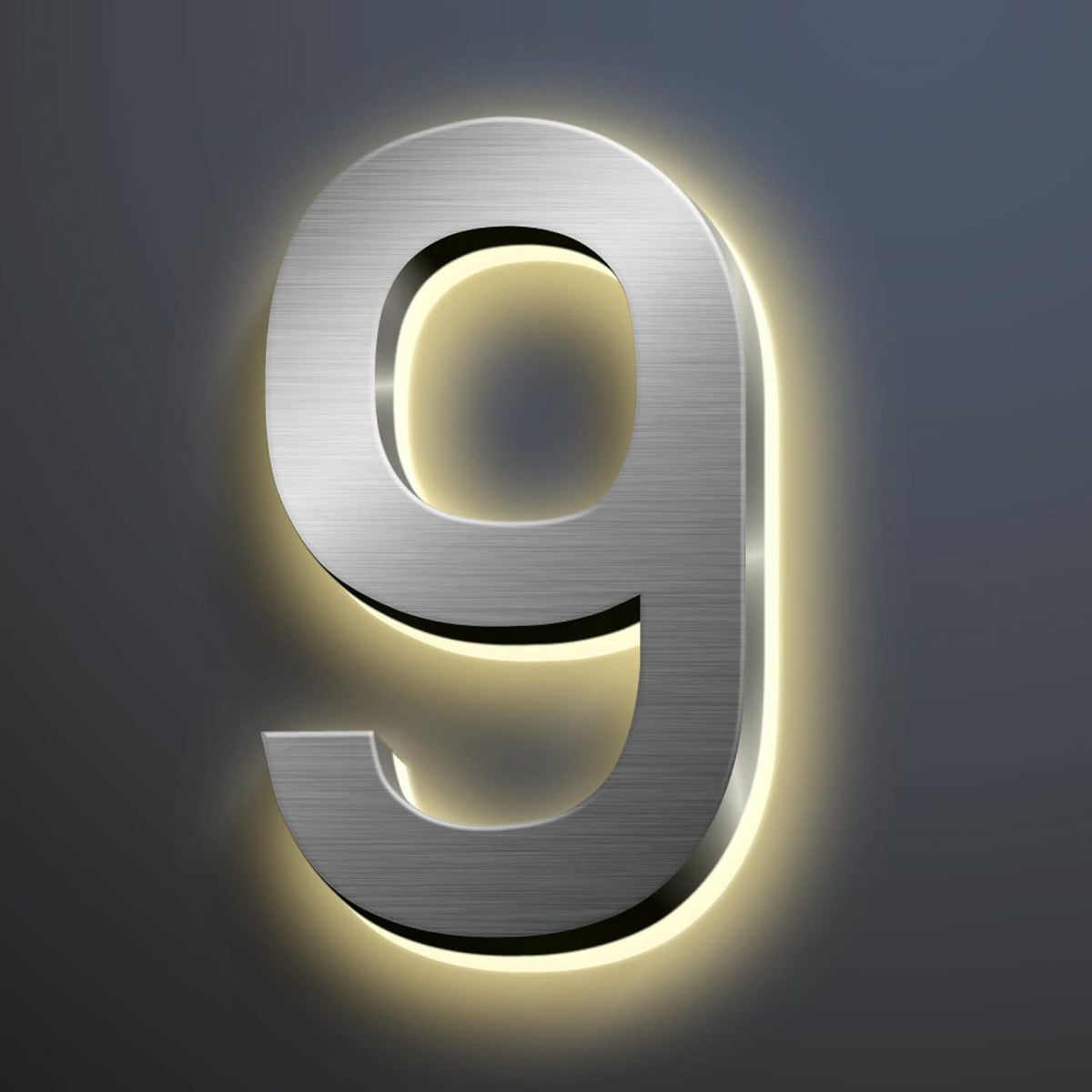 Address Sign Illuminated LED House Number Plaque Signs 50cm, Large Modern Stainless Steel Lighted Up Home Address Numbers For Outside, Waterproof,A
