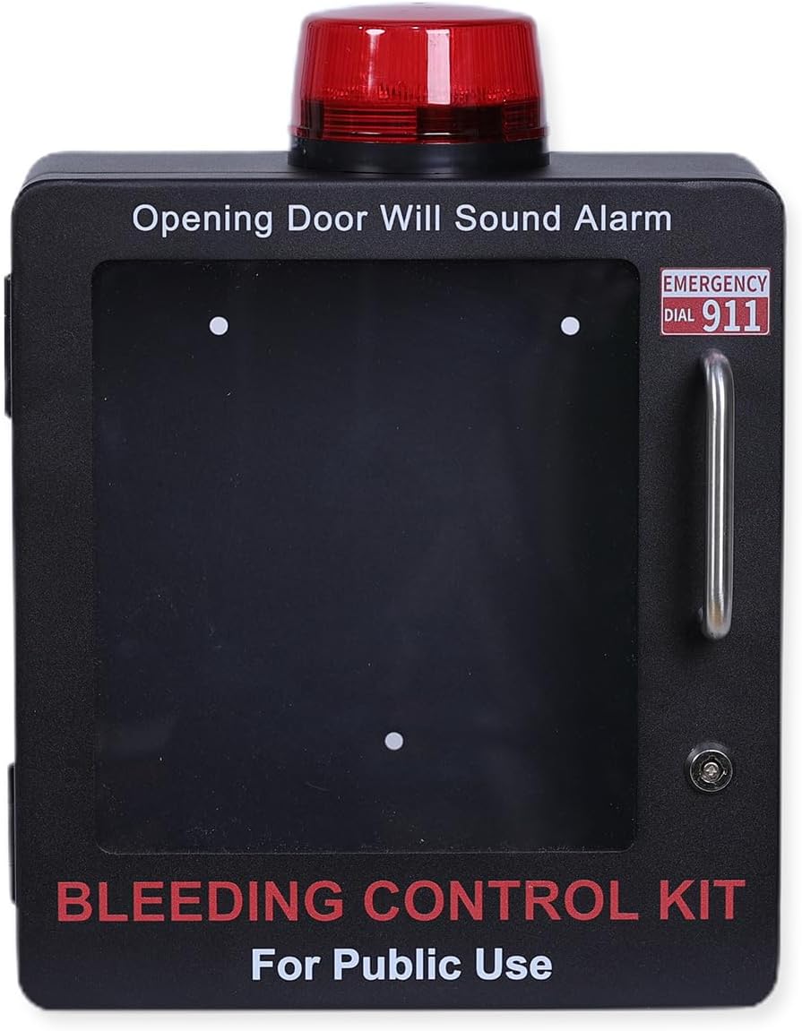 Bleeding Control Kit Emergency Wall Mount Cabinet | Fits Most Standard Bleeding Kits Including Stop the Bleed | Bleeding Kit not Included (Black)