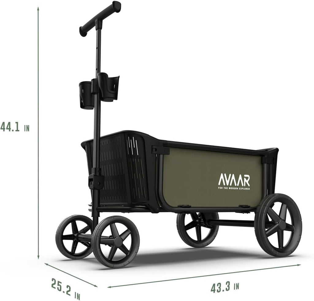 Go Anywhere 400lbs Large Capacity Collapsible Wagon Cart,Folding Utility Heavy Duty,All Terrain Big Wheels for Garden Camping Sports Outdoor Shopping, Green