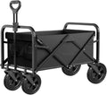 Black Garden Carts,Brown Collapsible Wagon,Beige Coffee Color Sports Outdoor Utility Wagon Folding Bearing 100Kg Garden Wagon Sports Heavy Duty Steel Frame Foldable Yard Car