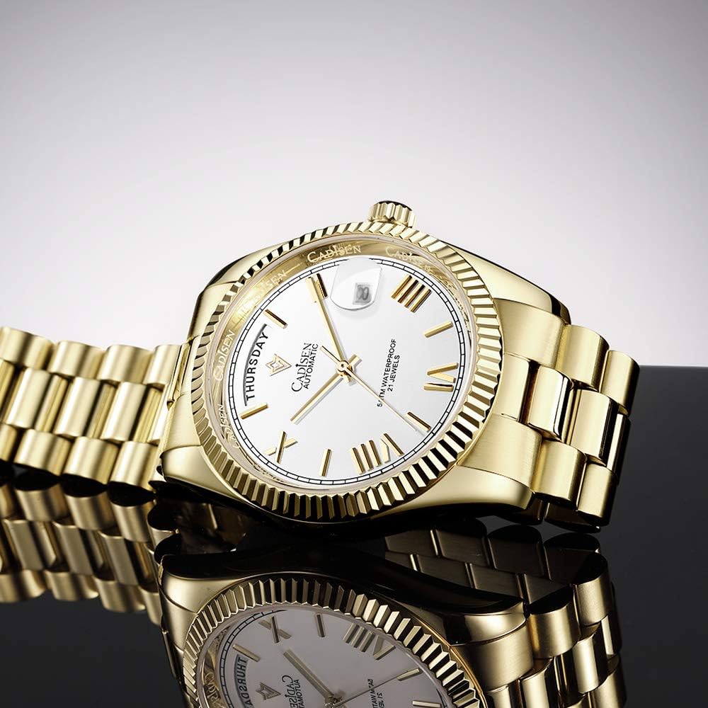 CADISEN Men's Automatic MIYOTA 8285 Mechanical Watch Casual Watches for Men Waterproof Sapphire