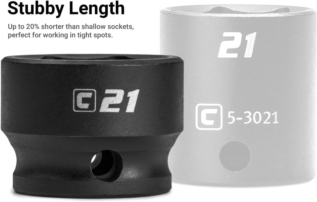Capri Tools Fine 90-Tooth Extra Long Ratchet Set, Stubby Impact Socket Set, Ergonomic Soft Grip, 1/4, 3/8, 1/2 in. Drive, 3-Piece