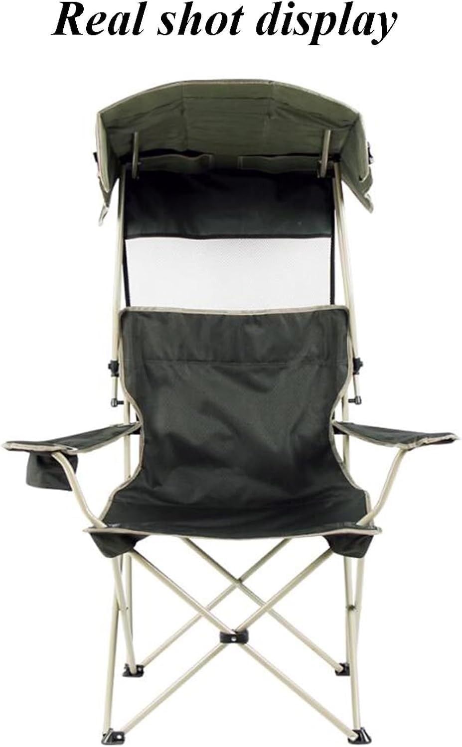 ESHINEDE Outdoor Camping Chairs Lightweight Picnic Chairs Compact Foldable Chairs with Umbrella On Top & Extra Wide Seats for Hiking