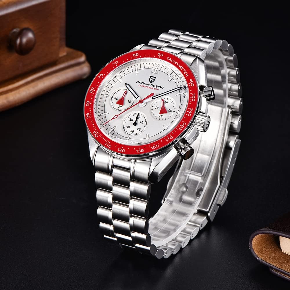 Pagani Design 1701 V3 Men's Chronograph Quartz Dial 40mm VK63 Movement Stainless Steel Mirror Sapphire Watch 100 Meter Water Resistant Sport Watch