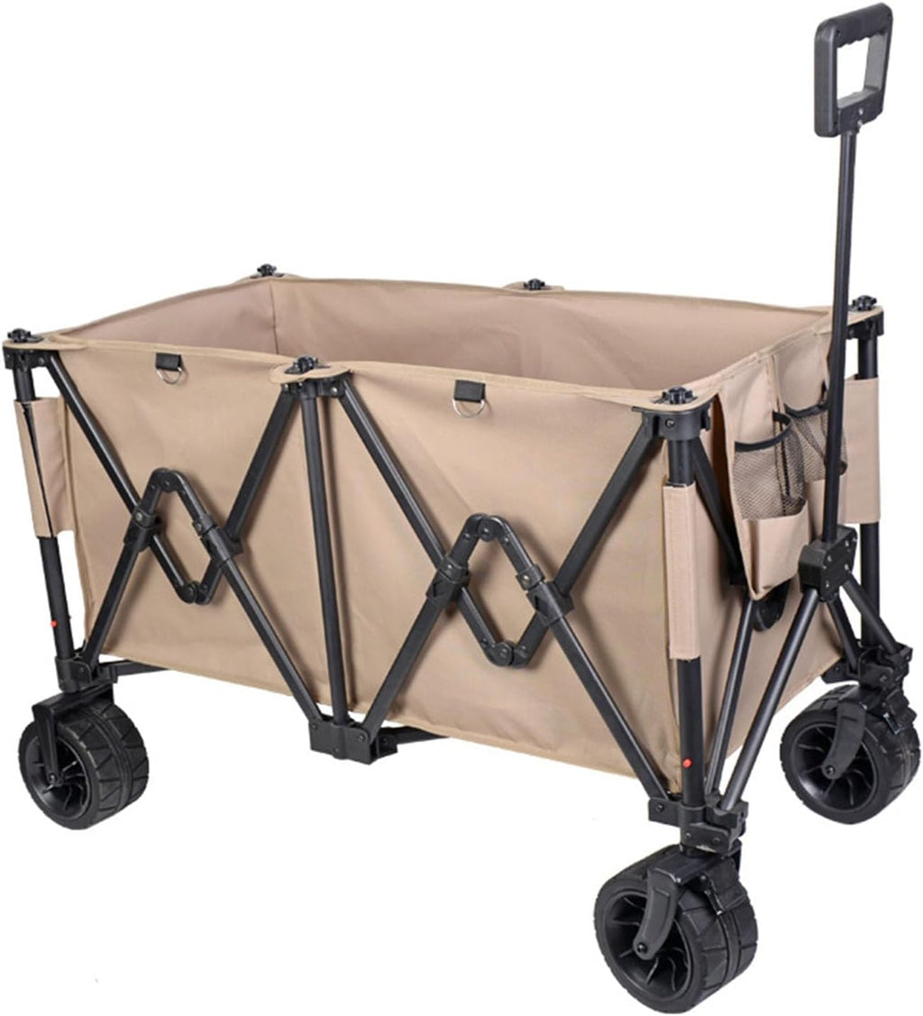 Black Garden Carts,Collapsible Wagon,Sports Outdoor Utility Wagon Garden Wagon Sports Heavy Duty Steel Frame Foldable Yard Car 200Kg Load Camping Cart