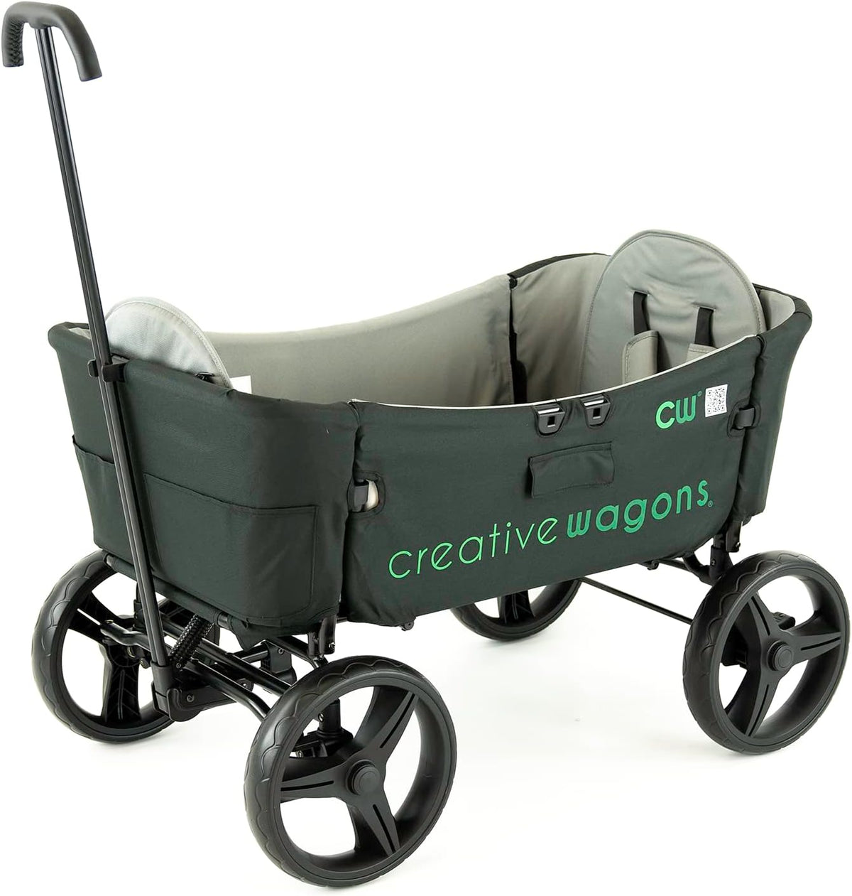 Creative Outdoor Wagon for Kids Push Pull Collapsible Stroller Wagon Buggy Transformable Bench Cart for Kids Cargo All Terrain, Removable Canopy