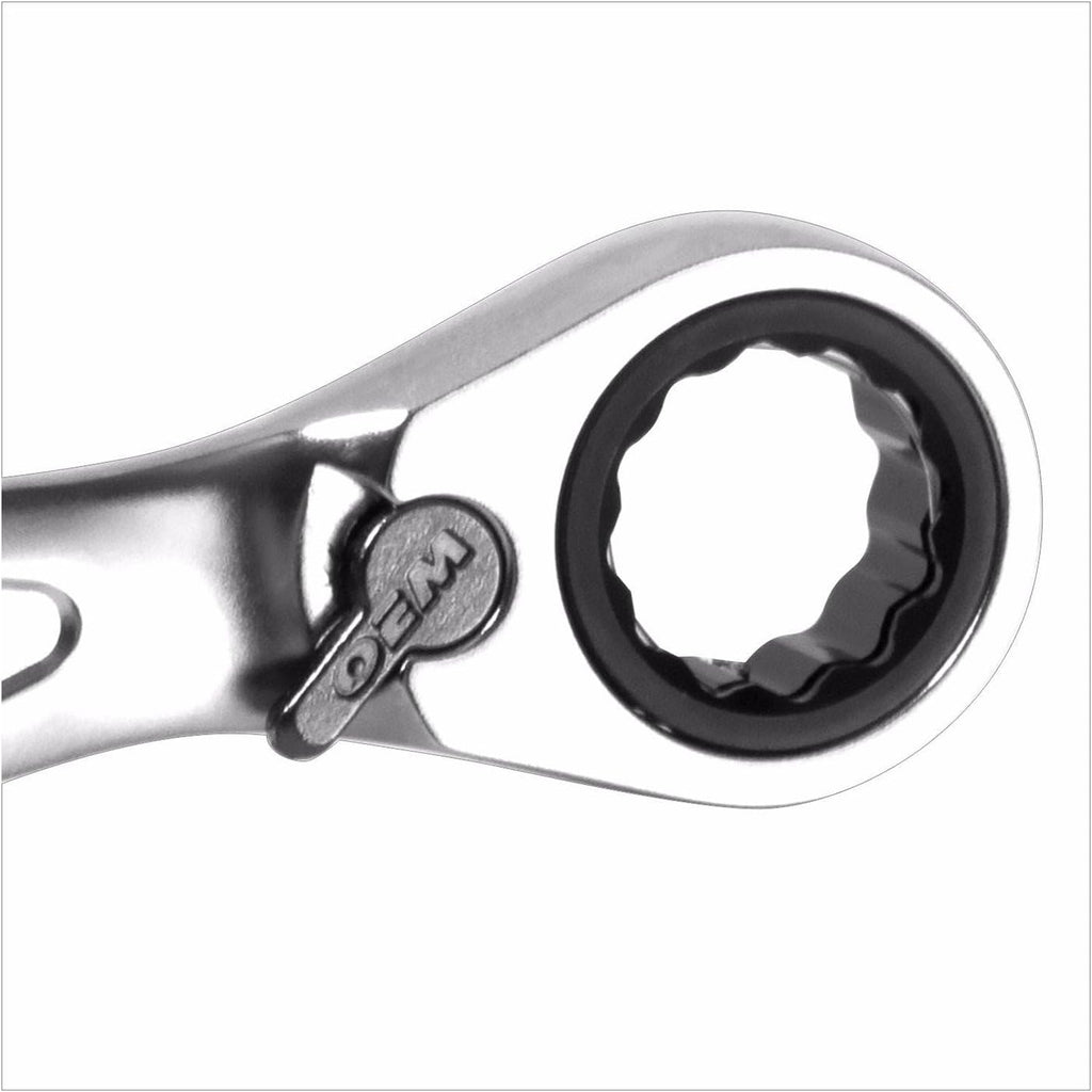 OEMTOOLS 23988 12PC Reversible Metric Ratcheting Wrench Set, Posi-Grip Ratchet Wrench Set, Metric Wrench Set 8-19 mm, Cr-V Ratchet Wrenches, EVA Storage Case Wrench Organizer
