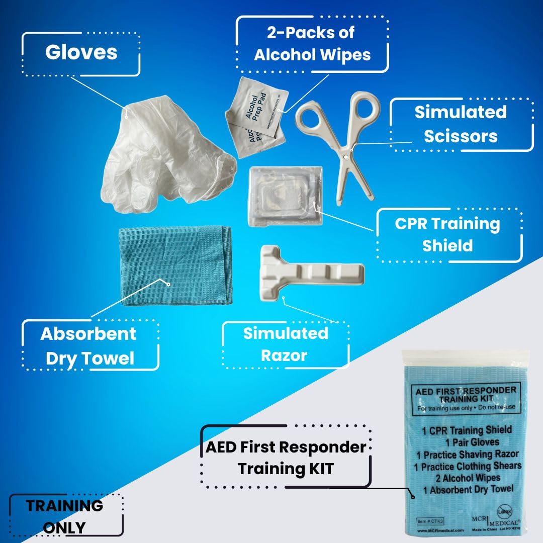 MCR Medical Case of 100 Deluxe AED First Responder Training Kit with Simulated Razor, Scissors, & More