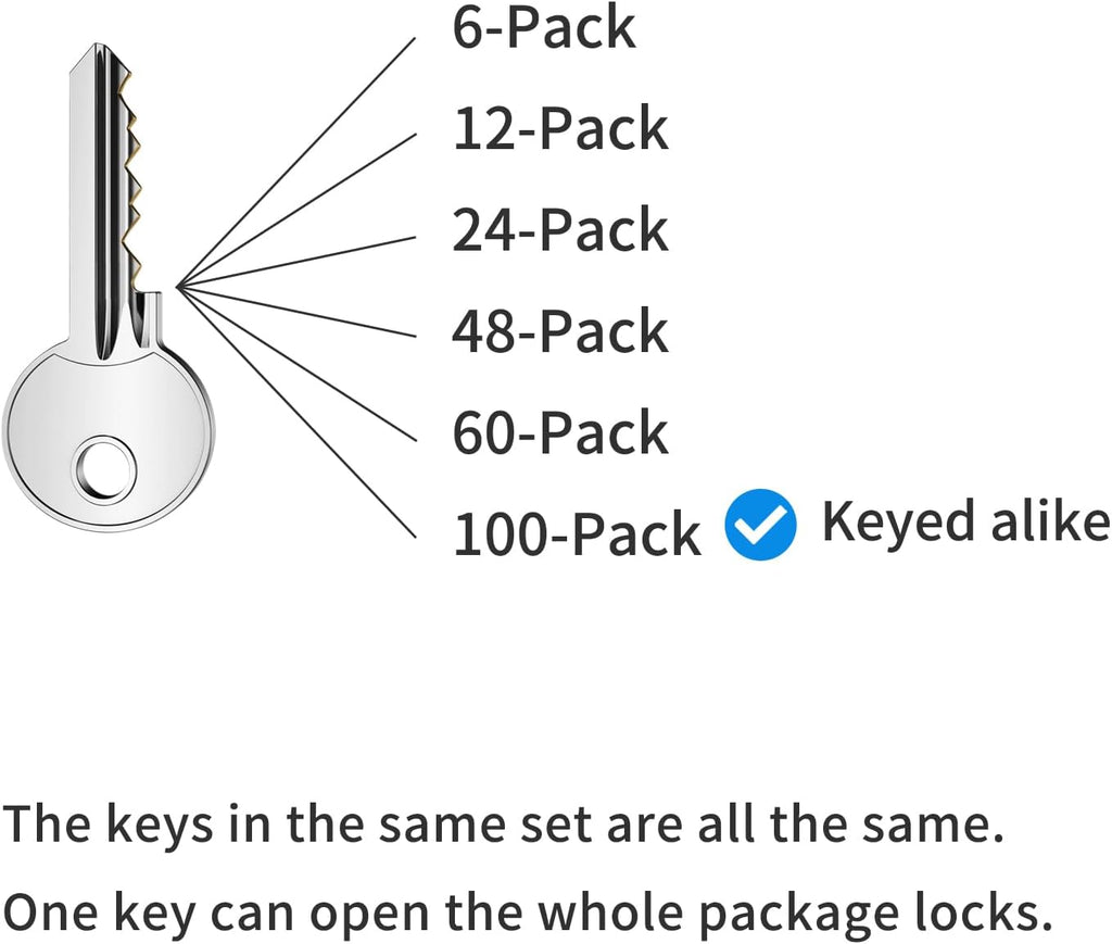 Padlocks with Same Key, LQYN 100 Pcs Laminated Keyed Padlock (1-9/16', 40mm), Keyed Alike Locks, Long Shackle, for Storage Locker, Hasp Latch, Toolbox, Sheds