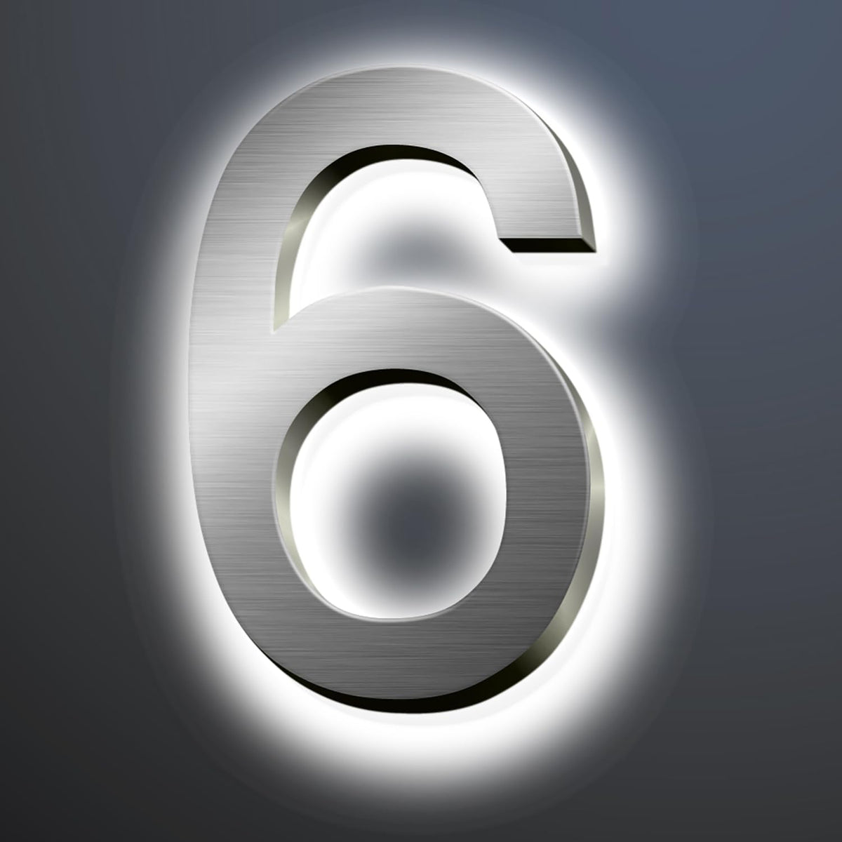 Backlit LED Illuminated House Numbers For Outside 18', Stainless Steel Modern Lighted Address Signs For Home, Illuminated Address Numbers, Brushed Silver, White Light,6