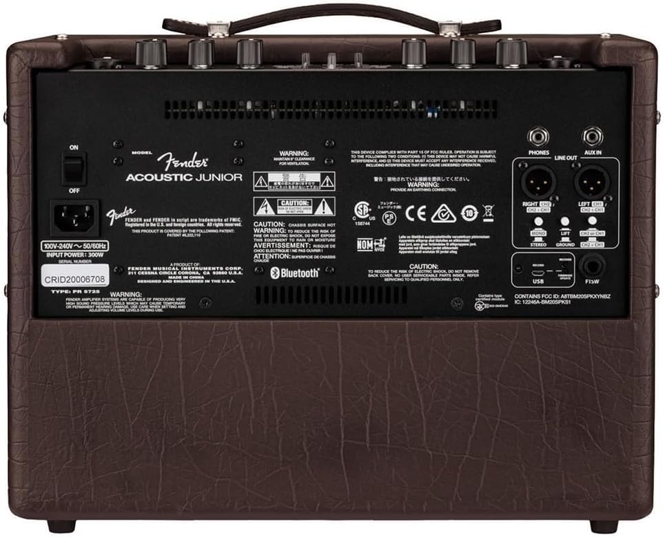 Fender Acoustic Junior Guitar Amplifier Bundle with Fender Joe Strummer Instrument Cable, (13ft) Straight/Straight, Drab Green