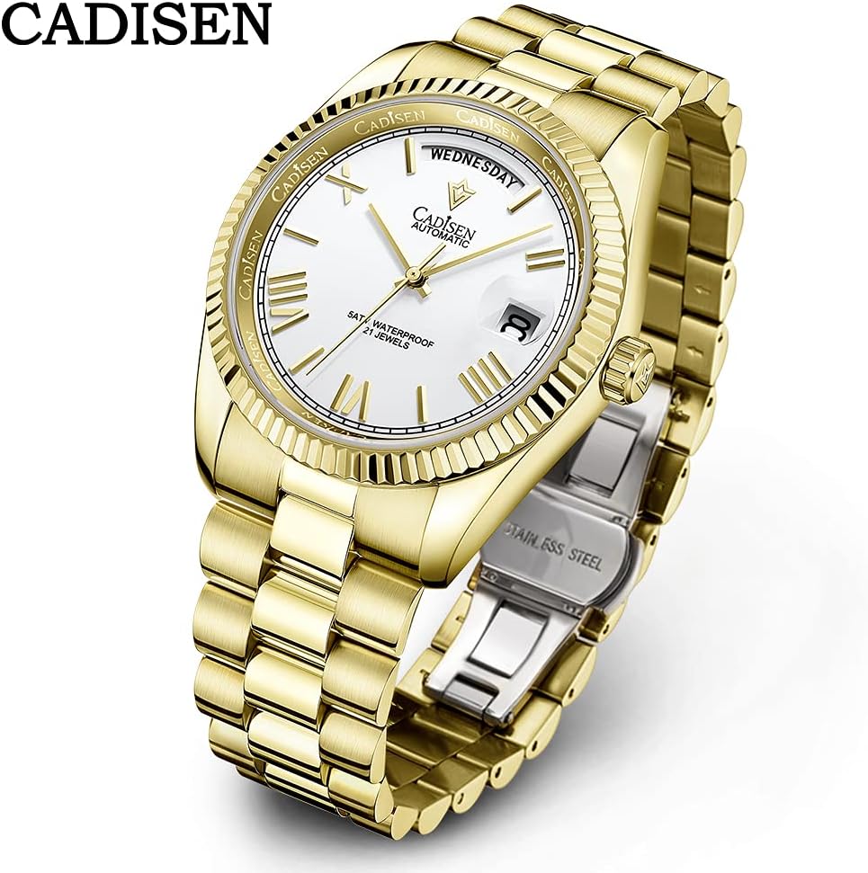 CADISEN Men's Automatic MIYOTA 8285 Mechanical Watch Casual Watches for Men Waterproof Sapphire
