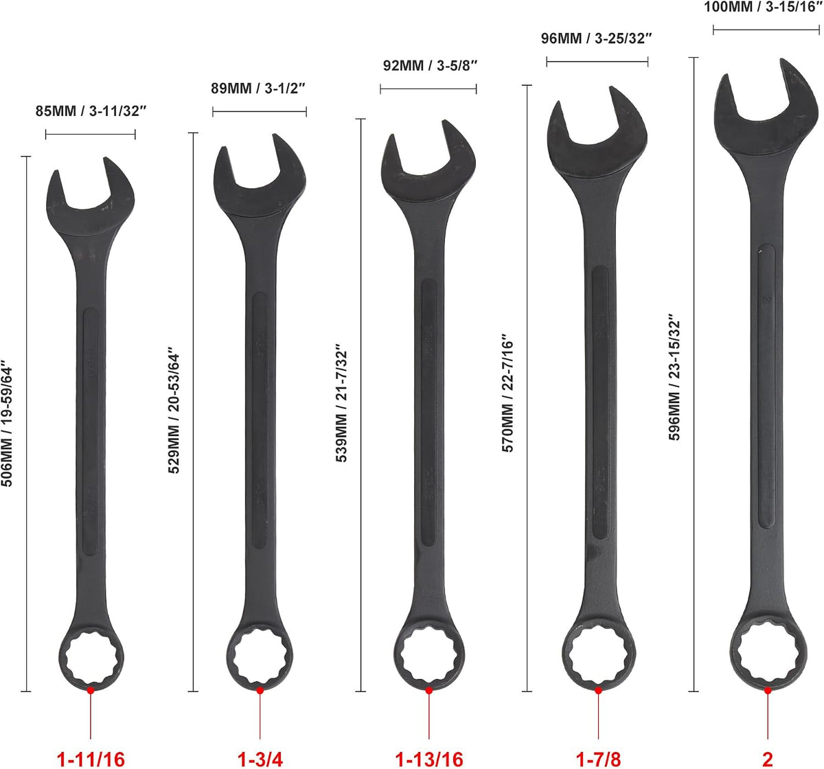 10 PC SAE Black-Oxide Jumbo Combo Wrench Set | 1-5/16' - 2'