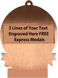Express Medals Large 3' 5k Run Race 3rd Place Medal Bronze with 3 Lines of Personalized Free Engraving and Neck Ribbon Award Trophy XMD