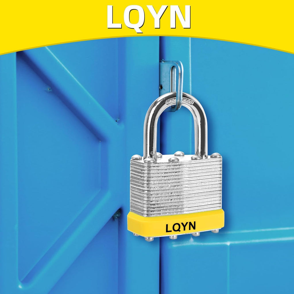 Padlocks with Same Key, LQYN 48 Pcs Laminated Keyed Padlock (1-9/16', 40mm), Keyed Alike Locks, Normal Shackle, for Storage Locker, Hasp Latch, Toolbox, Sheds