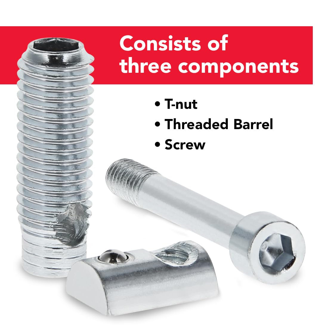 8020, 14200, 10 25 Series T-Matic Connector Internal Screw, Threaded Barrel, and T-Nut 80/20 Hardware HW (20)