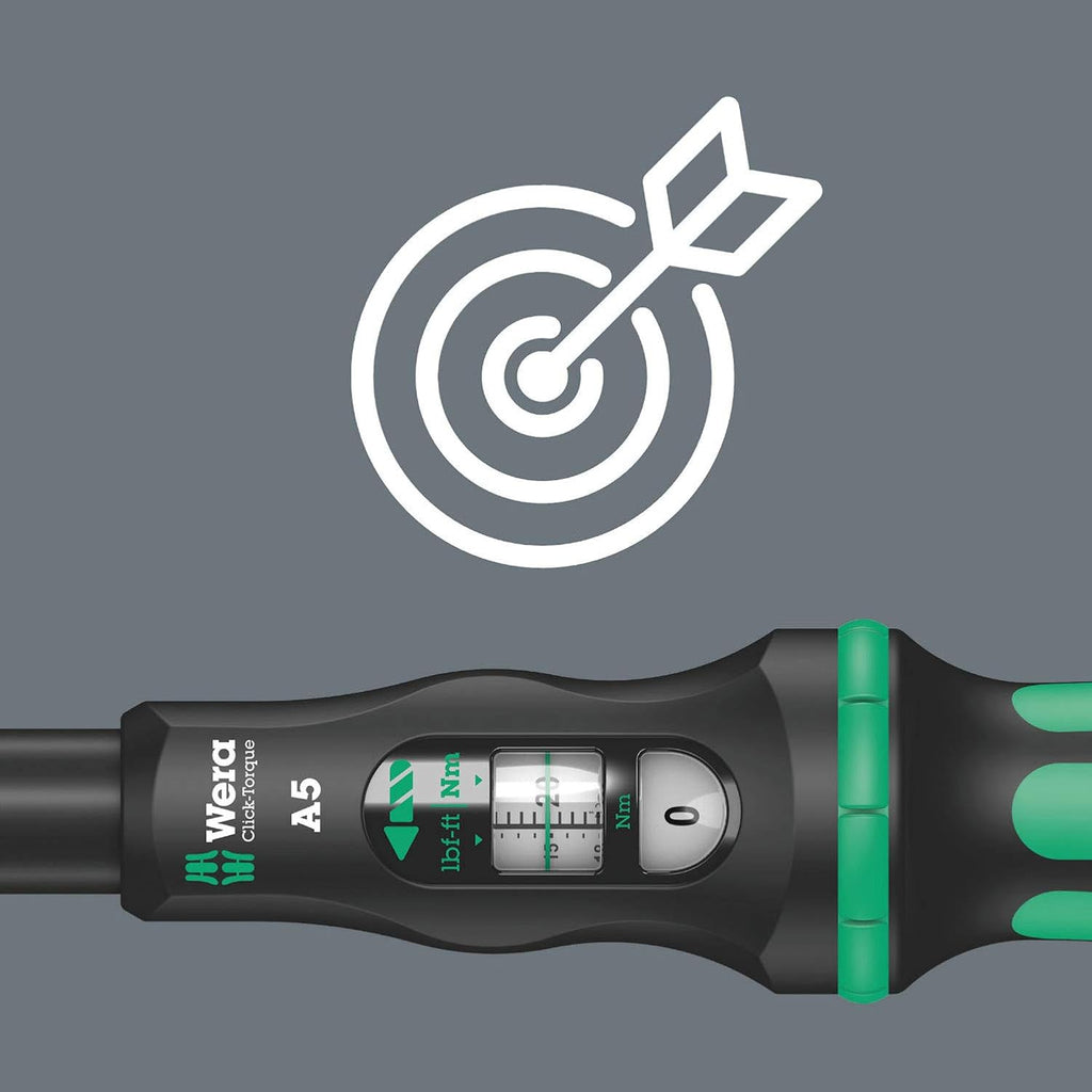 WERA 05075604001 Click-Torque A 5 Torque Wrench with Reversible Ratchet, 2.5-25 Nm, 1/4' x 2.5-25 Nm