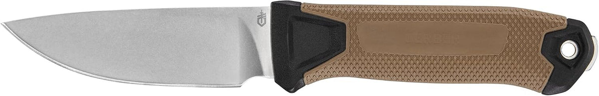 Gerber Gear StrongArm Camp Magnacut - Fixed Blade Survival Tactical Knife for Camping, Outdoor, Hunting - Ergonomic Ambidextrous Utility Tool - Made in USA - Coyote Brown