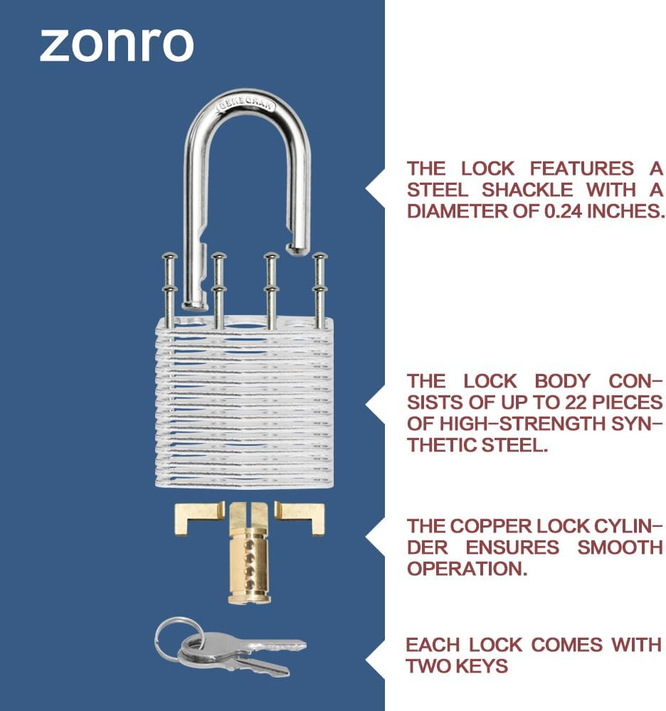 ZonRo Locks Laminated Steel Keyed Padlocks,Keyed Alike Locks, 1-9/16 inch Wide,Normal Shackle Padlocks, Pack of 48，Black Hoop, for Hasp Latch, Sheds, Fences, Storage Locker, School, Gym…