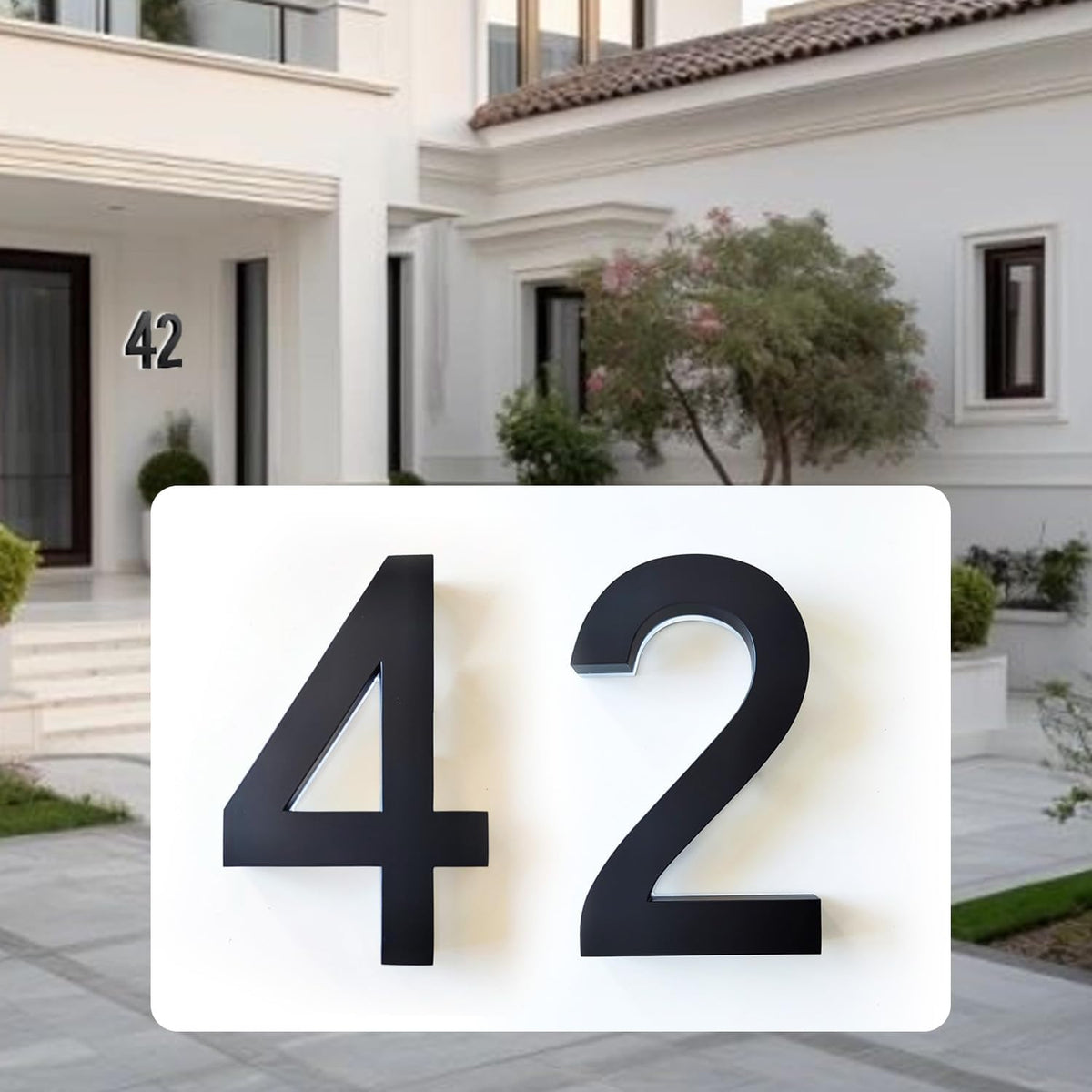 LED Illuminated House Numbers,Matte Black, Modern Address Signs Lighted Plaque For Outdoor Indoor.