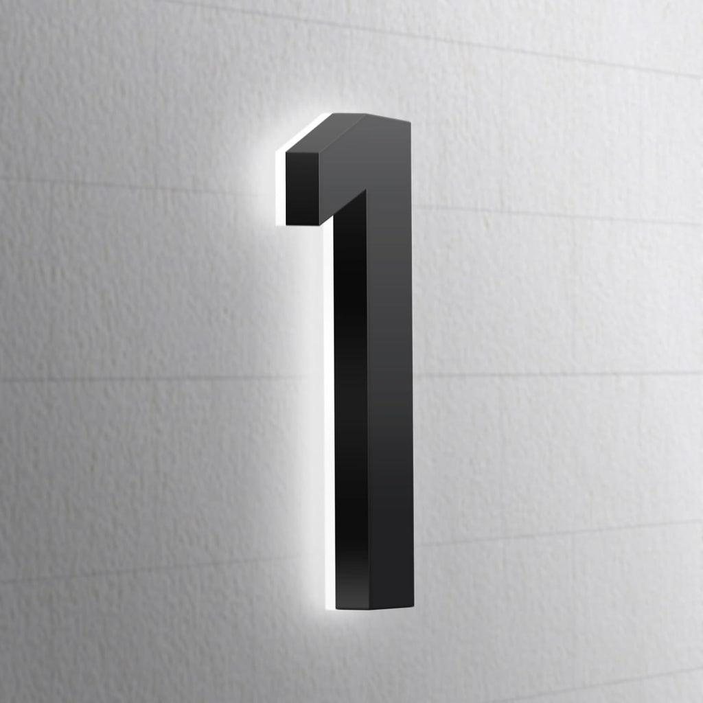 Backlit LED Illuminated House Numbers,Matte Black, Modern Address Signs Lighted Plaque For Outdoor Indoor, Weatherproof And Corrosion Resistant, Day & Night,20 Inch,1