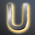 Backlit Illuminated LED House Numbers For Outside 16 Inch, Lighted Address Signs For House, Large Modern Illuminated Address Number, Brushed Silver, Warm White Light,U
