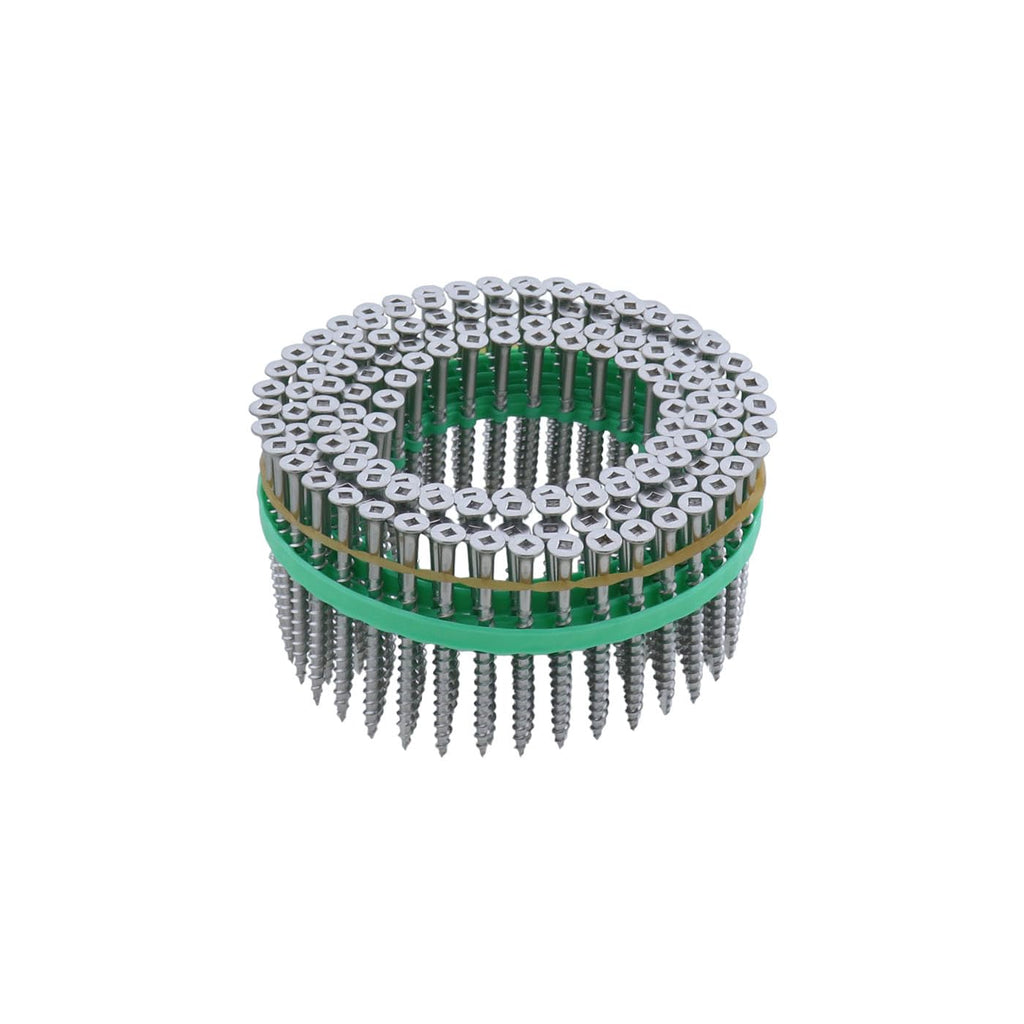 Muro #8 x 2-1/2' Twinfast Coarse Thread Bugle Head #2 Square Drive T17 Sharp Point Screw Tip, Stainless Steel (Type 305) Coating- Coil 1800 pc for Wood to Wood