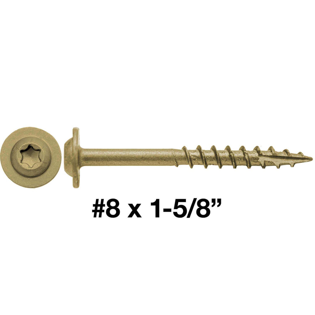 8 x 1-5/8 Bronze Star Multipurpose Exterior Coated - Torx/Star Drive - Modified Truss Head Cabinet Wood Screws 5 Pound CASE 6,525 Screws