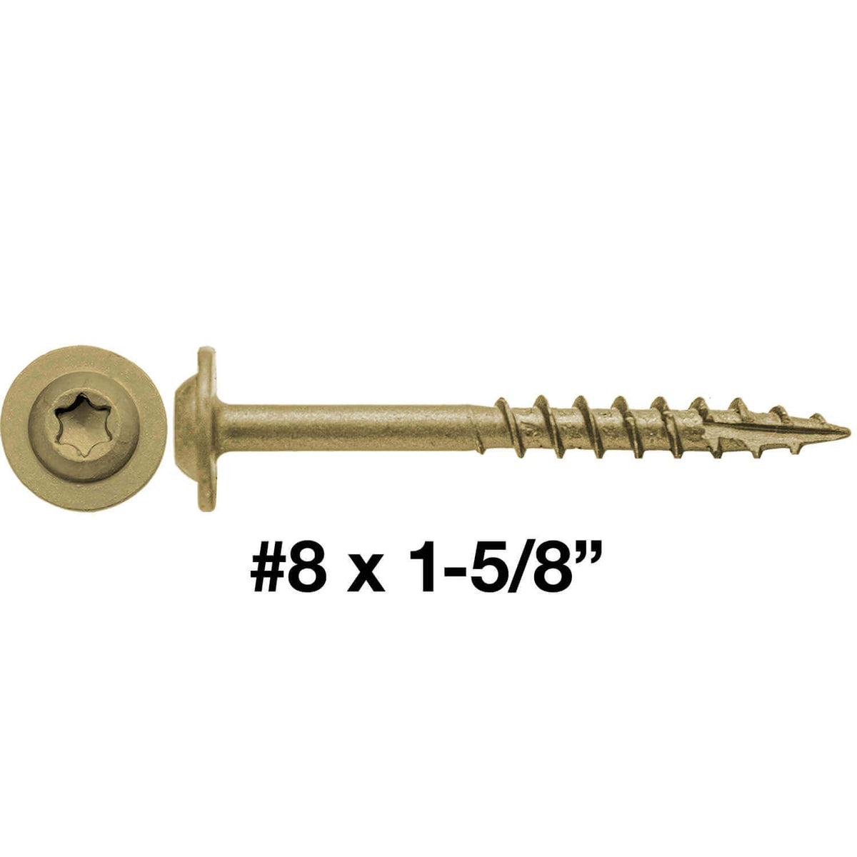 8 x 1-5/8 Bronze Star Multipurpose Exterior Coated - Torx/Star Drive - Modified Truss Head Cabinet Wood Screws 5 Pound CASE 6,525 Screws