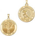 PicturesOnGold.com Football - Saint Sebastian Doubledside Sports Religious Medal 3/4 Inch in Solid 14K Yellow Gold
