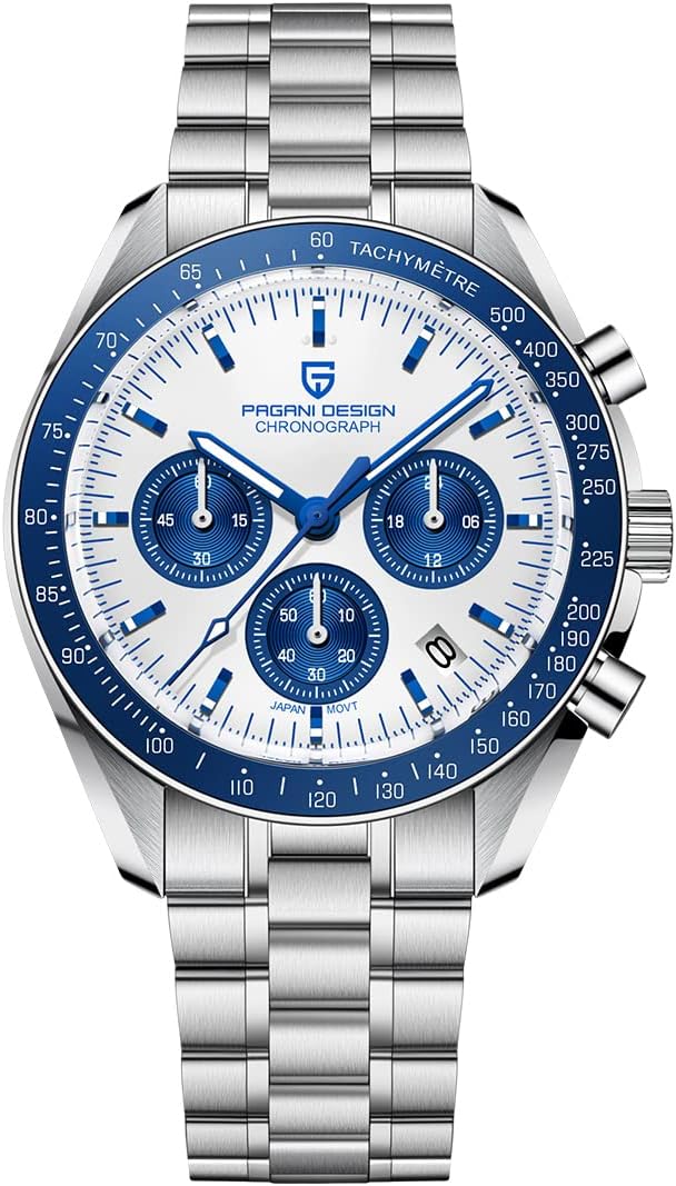 Pagani Design 1701 V3 Men's Chronograph Quartz Dial 40mm VK63 Movement Stainless Steel Mirror Sapphire Watch 100 Meter Water Resistant Sport Watch