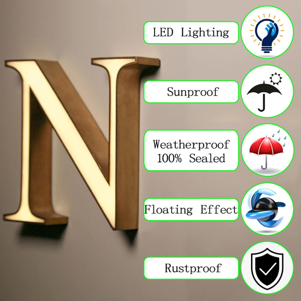 20' Modern Illuminated House Number Sign, Backlit Floating LED House Numbers For Outside, Waterproof Lighted Address Numbers For Home House, Warm Light,M